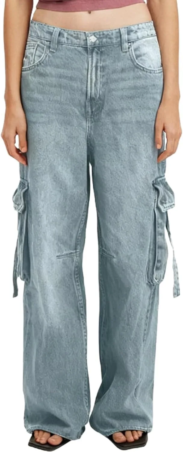 

Джинсы женские Baggy Straight Wide Leg Casual Stretch с карманами
