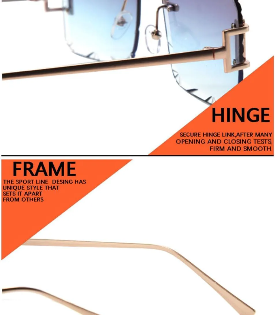 

Роскошные безрамочные солнцезащитные очки с цветными линзами и защитой от УФ-излучения UV400 для мужчин и женщин, с металлическими дужками TVTBBVV, 2353-c2