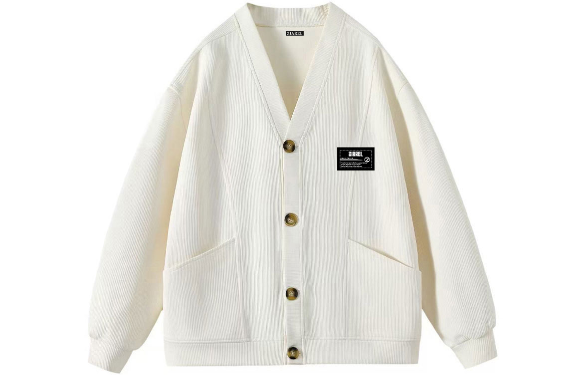 

Кардиган Unisex V-образный вырез Moderate ZIAREL, белый[removable logo]