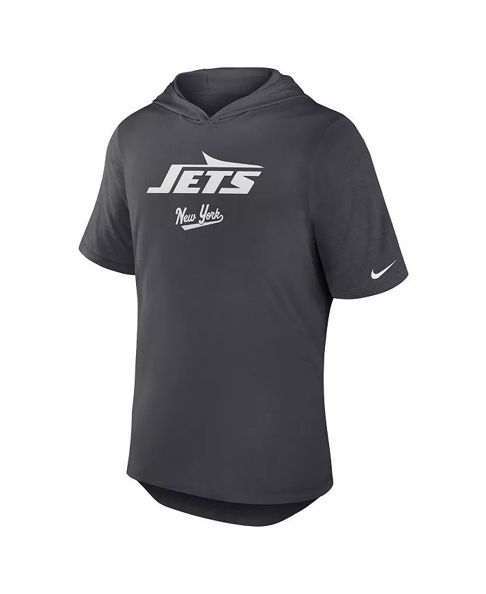 Мужская антрацитовая толстовка-футболка New York Jets Tri-Blend Performance Nike — фото 2
