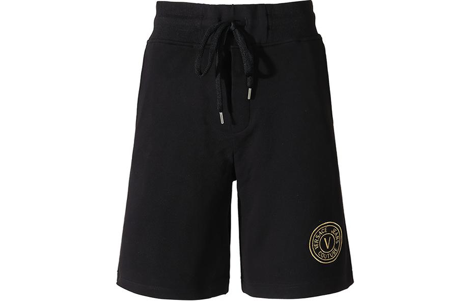 

Шорты с вышитым логотипом на шнурке VERSACE JEANS COUTURE, черный