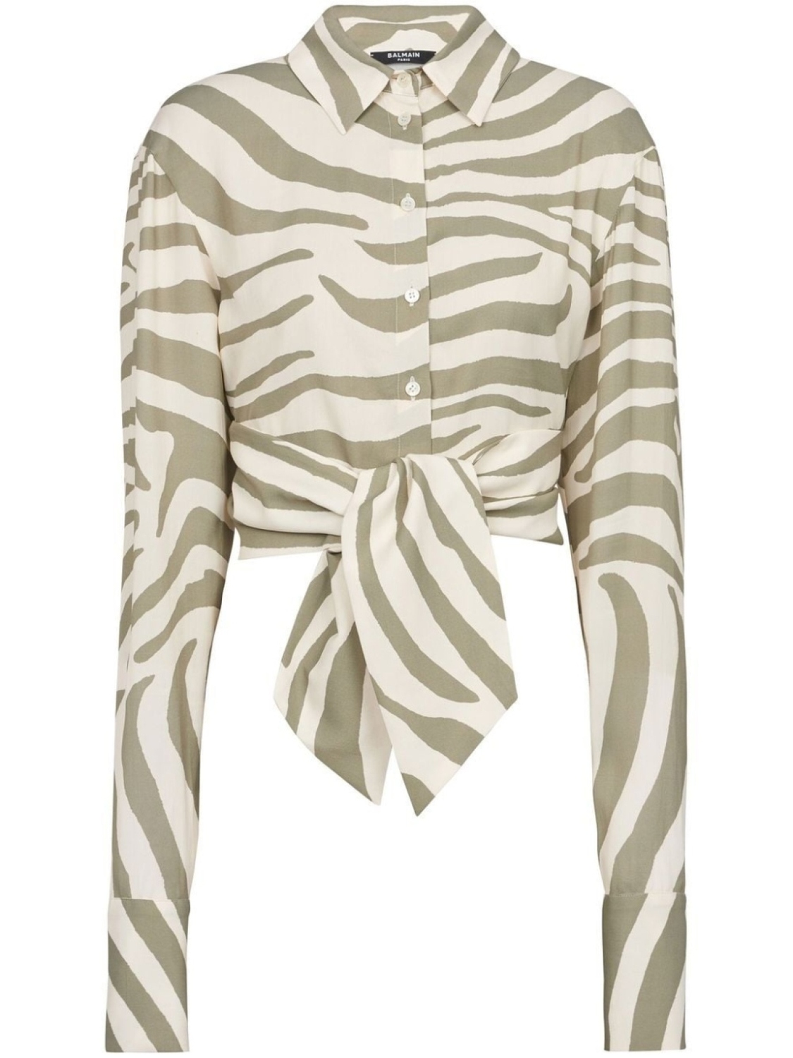 

Balmain animal-print tie-waist shirt, нейтральный цвет