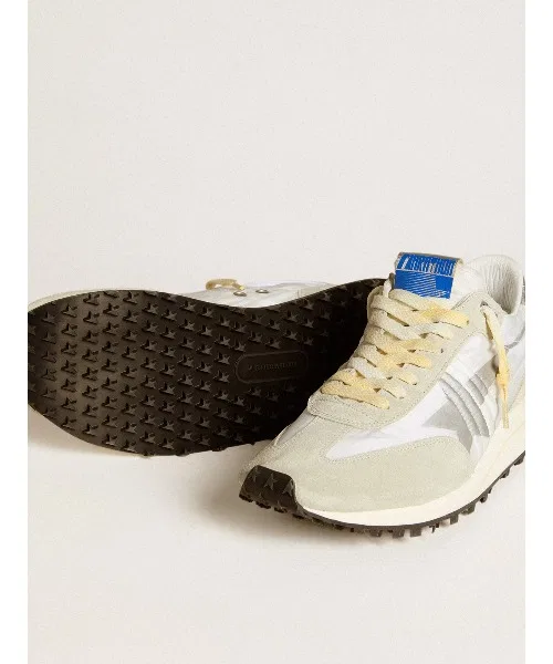Мужские кроссовки Golden Goose Marathon с серебряной звездой белые — фото 3