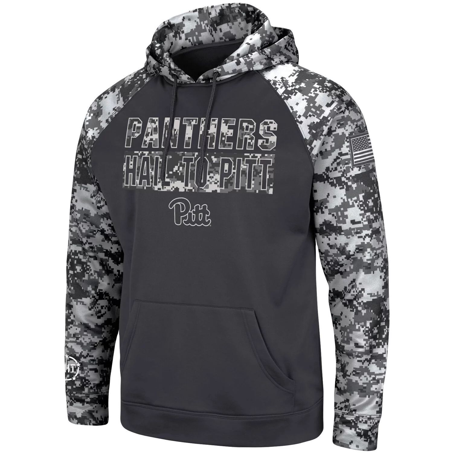 

Мужской темно-серый пуловер с капюшоном Pitt Panthers OHT Military Appreciation Digital Camo Colosseum