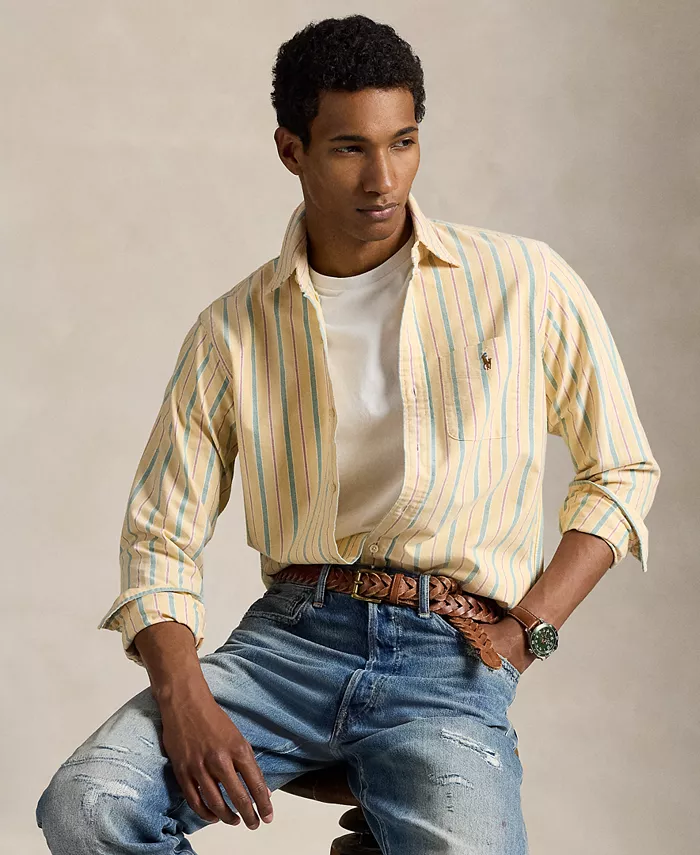

Мужская классическая полосатая рубашка Оксфорд Polo Ralph Lauren, желтый