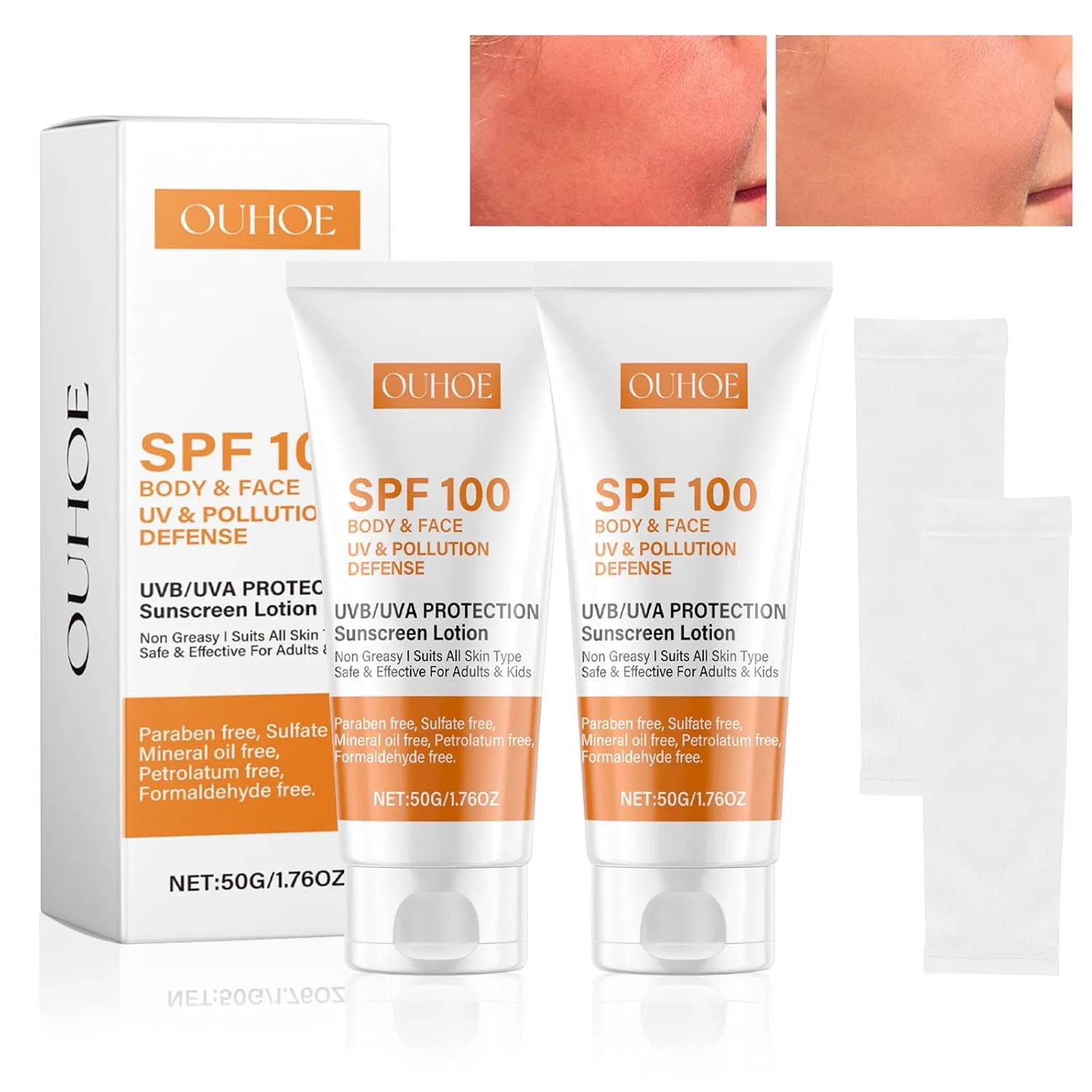 Солнцезащитный крем SPF 100 для лица и тела, 2 шт. Geaanen