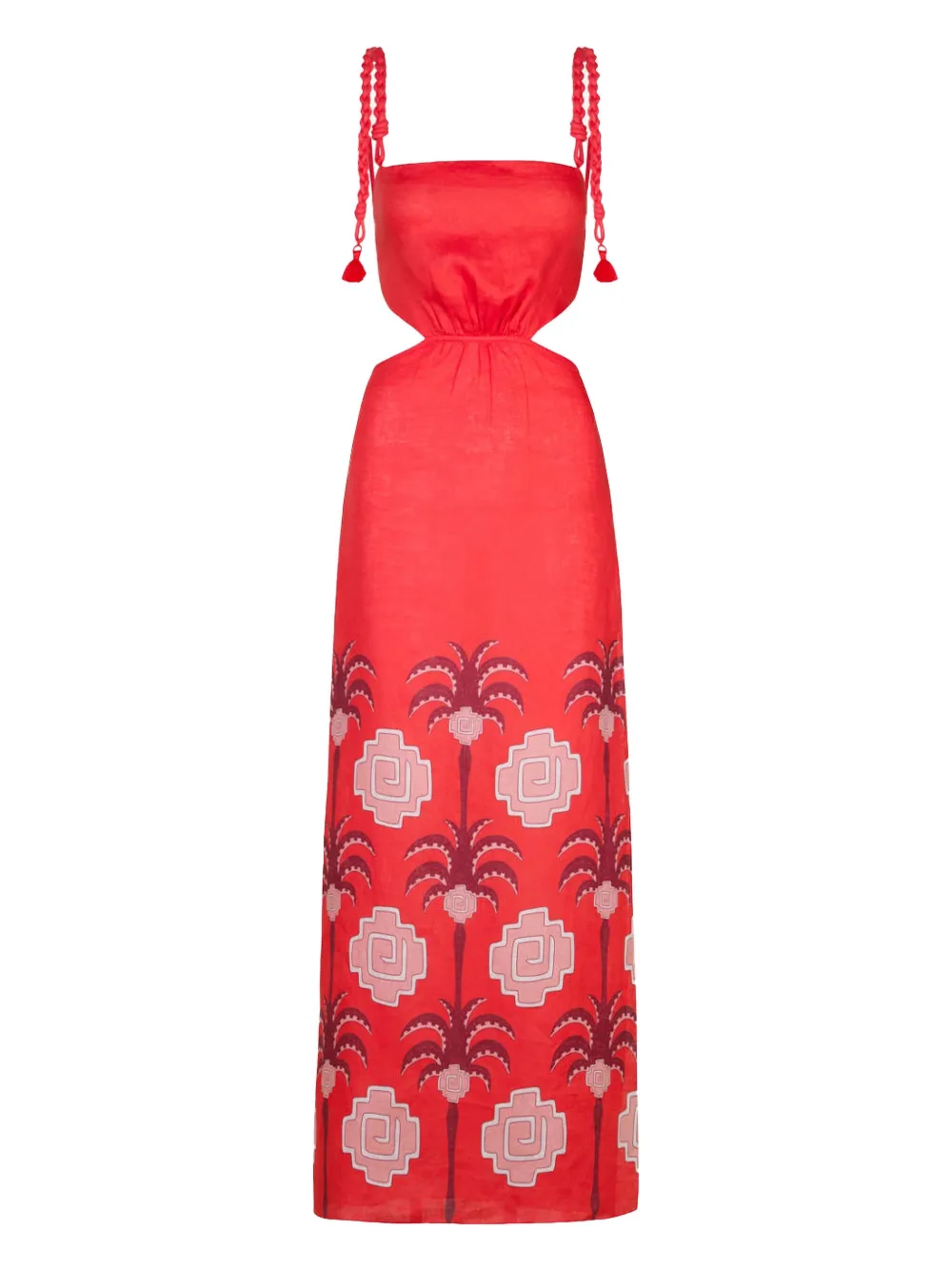 

Платье с вырезом и принтом пальм Johanna Ortiz, красный