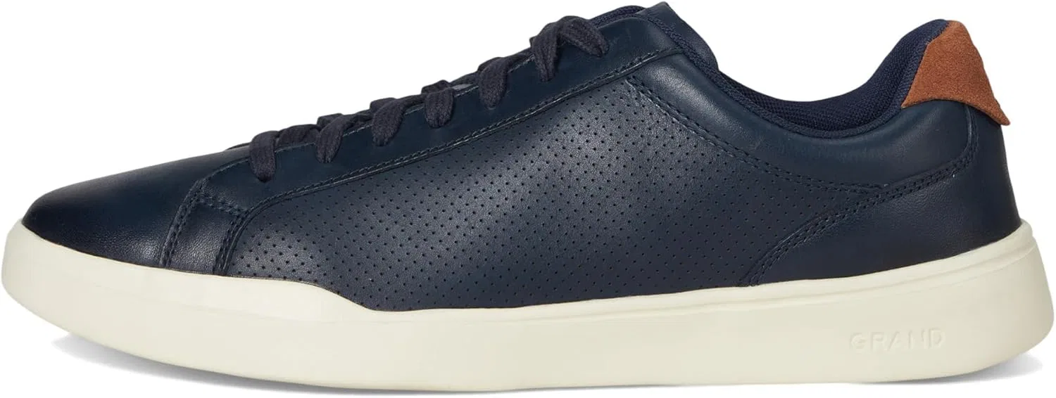 Мужские кроссовки Cole Haan Grand Crosscourt Modern с перфорированным носком и шнуровкой, легкие кожаные, 2-Navy Blazer British Tan Ivory — фото 4