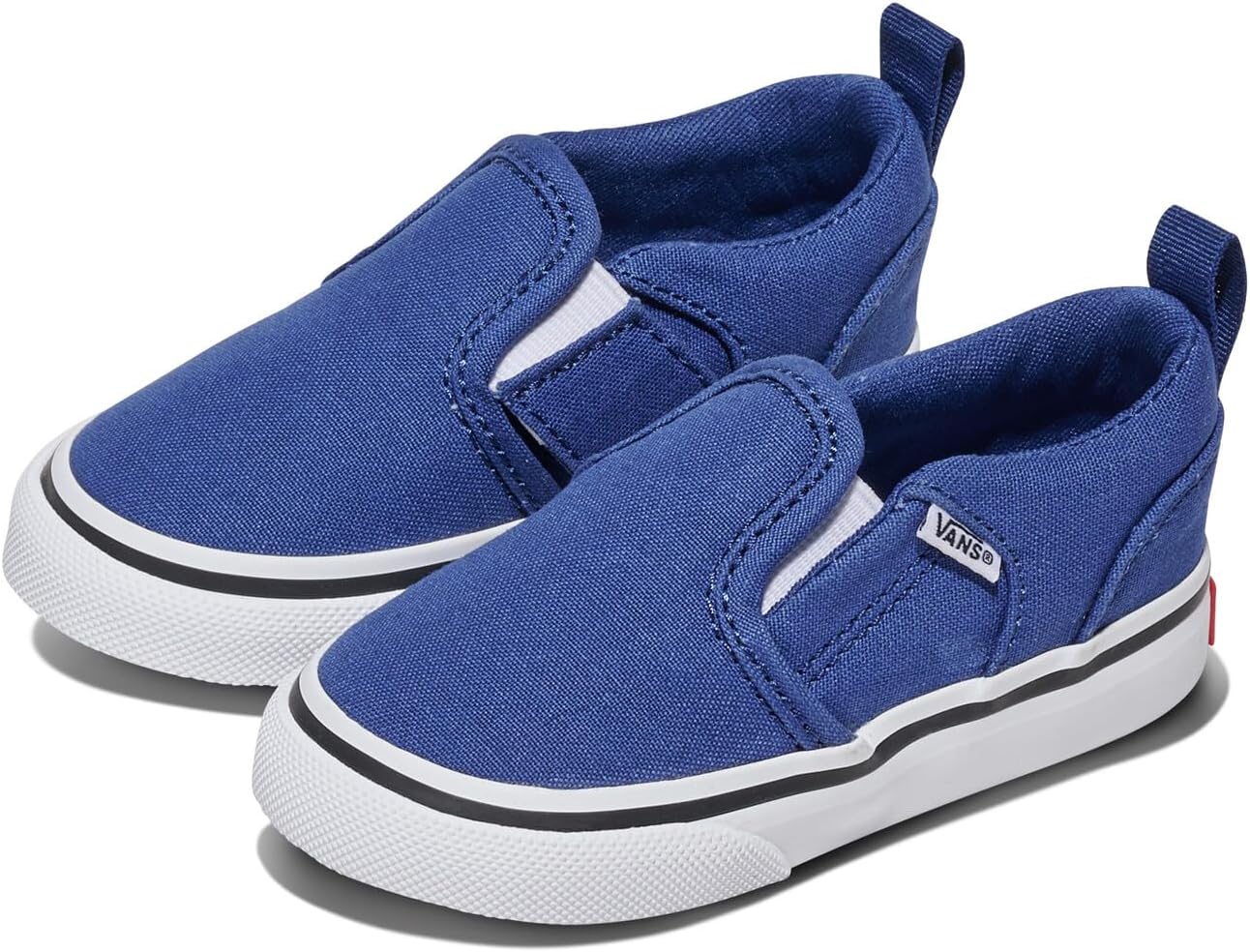 Vans Unisex-Child Asher V Slip-on | Детские кроссовки для мальчиков и девочек, удобная обувь, Canvas True Navy — фото 2