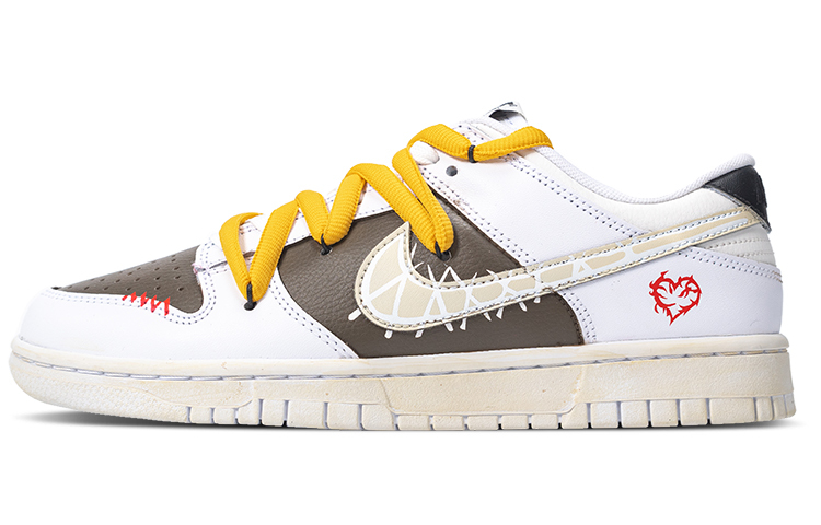 

Кроссовки Nike Dunk Skateboarding Shoes Men Low-top Brown/yellow, белый