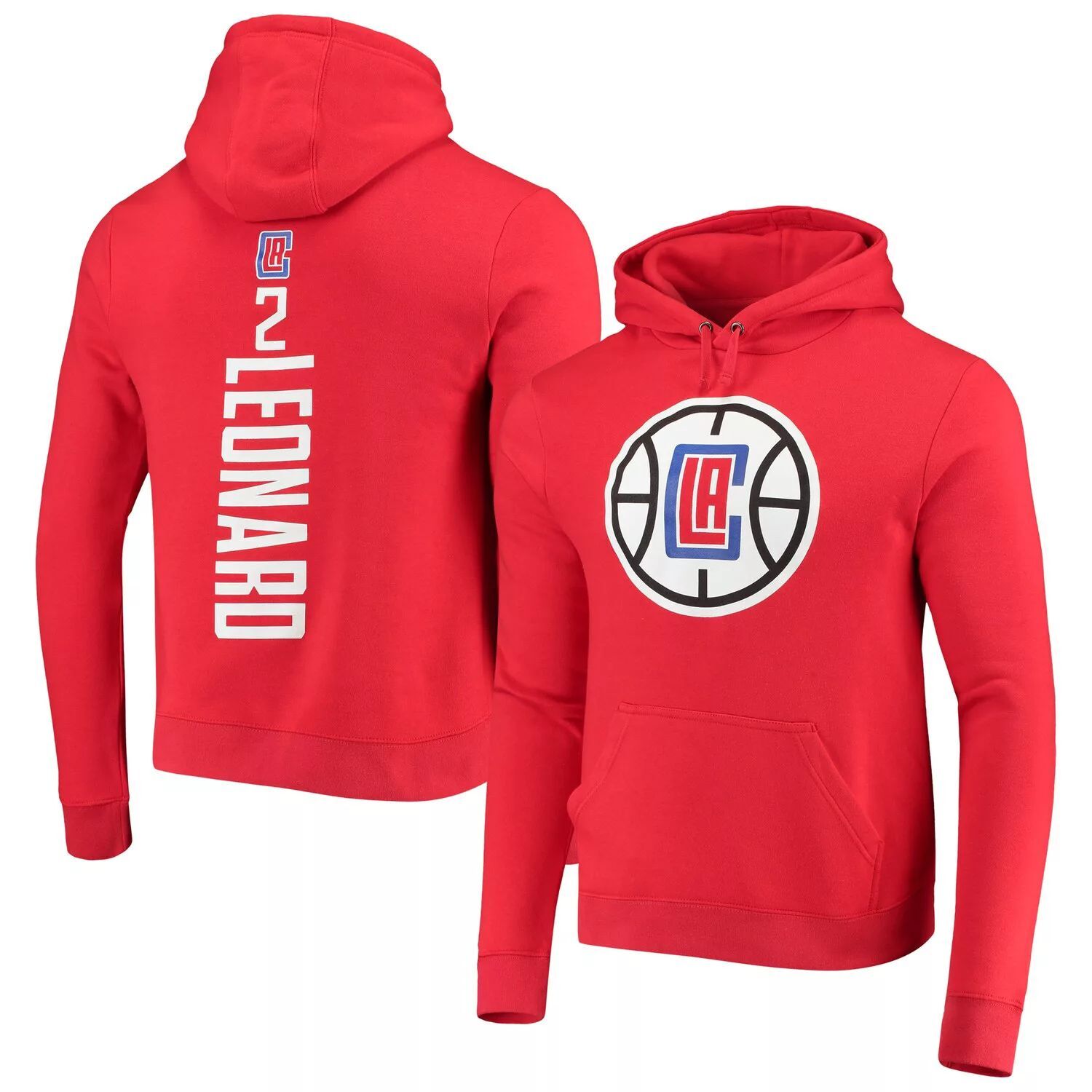 

Мужской пуловер с капюшоном с логотипом Kawhi Leonard Red LA Clippers Team Playmaker, имя и номер Fanatics