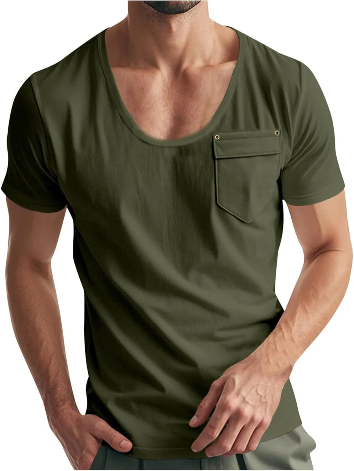 

Мужская футболка с карманом, летняя, свободная