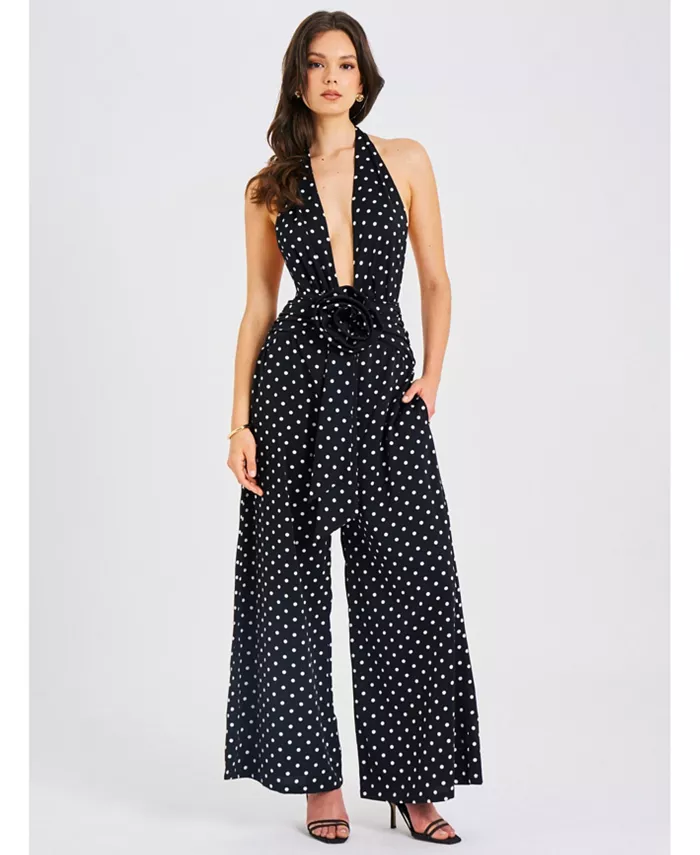 

Женский комбинезон Oriana Black Polka Dot Chalter Miss Circle, черный