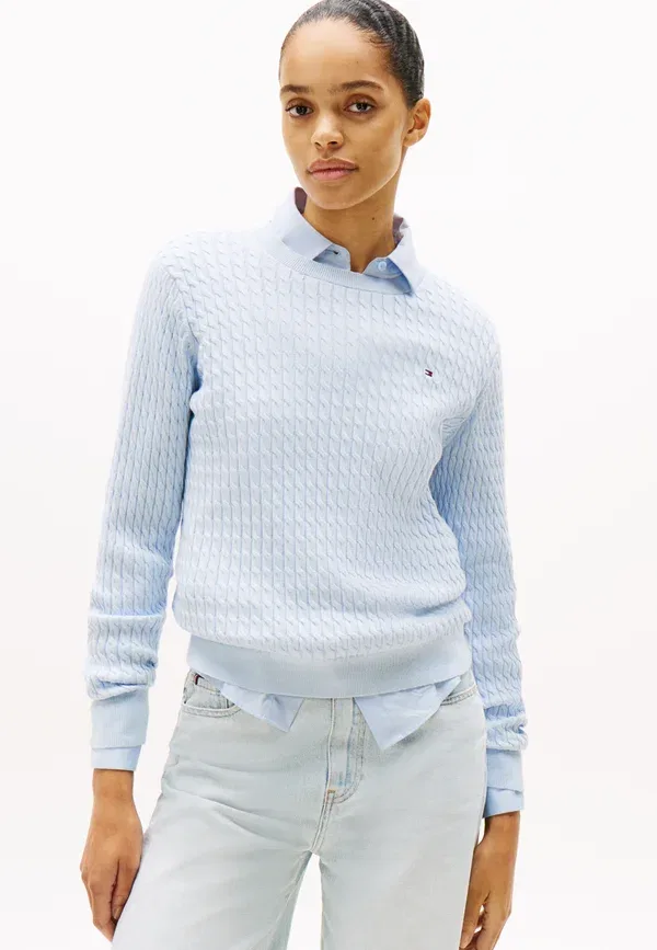 Джемпер Tommy Hilfiger Cable Fine Sweater Jumper, светло-голубой