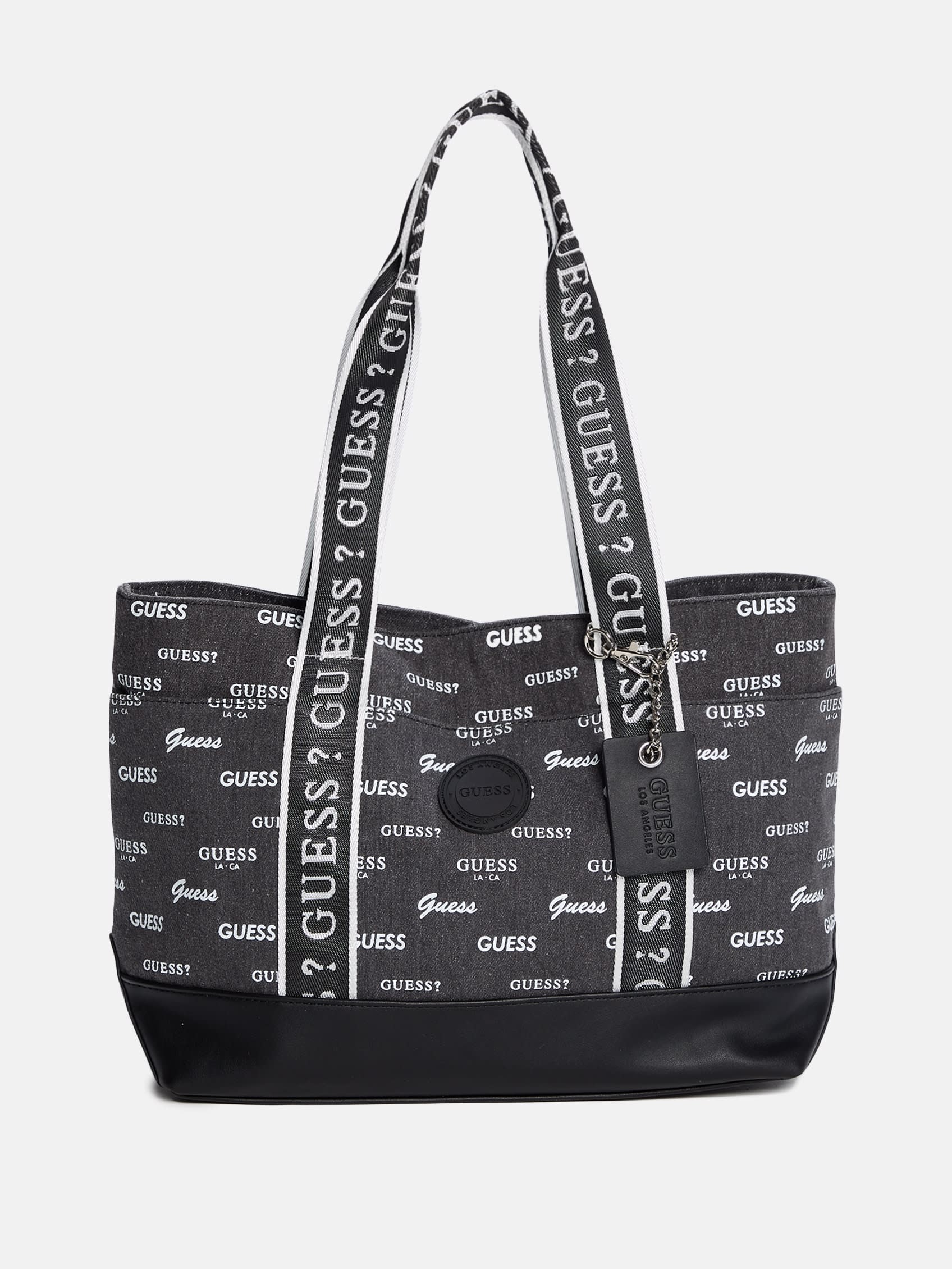 

Сумка-тоут с логотипом из денима Guess Factory, черный