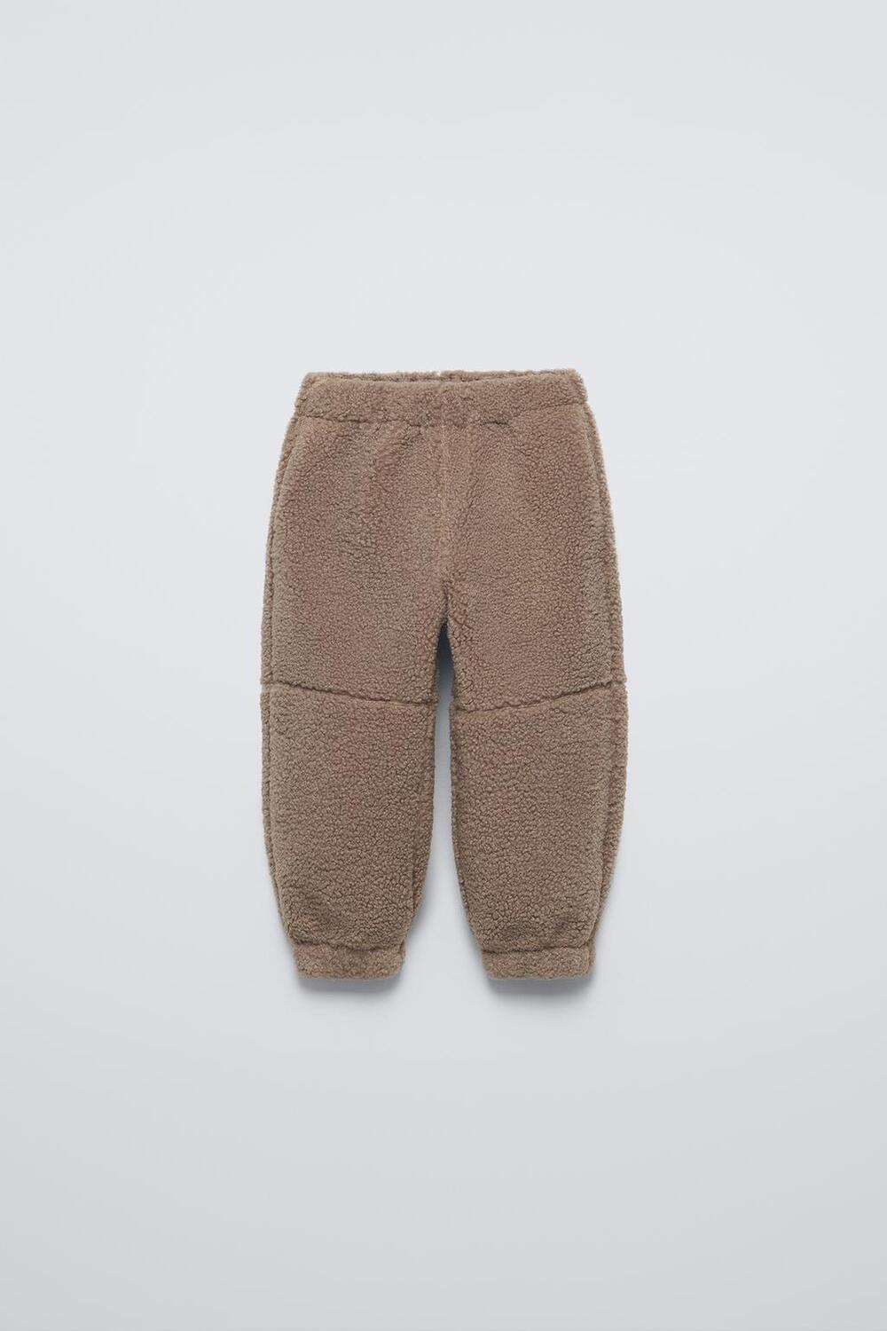 

Брюки из искусственной овчины с подкладкой ZARA, коричневый/серо-коричневый