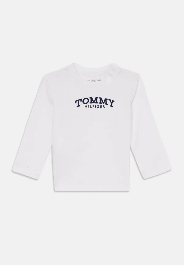 Футболка с длинными рукавами и текстурированным логотипом. Tommy Hilfiger, White
