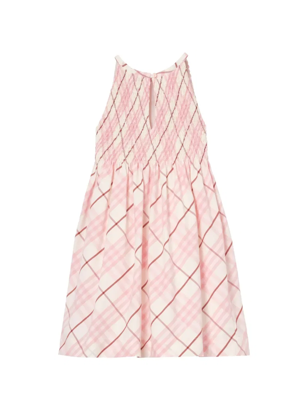 Хлопковое платье в клетку Burberry Kids, розовый — фото 2