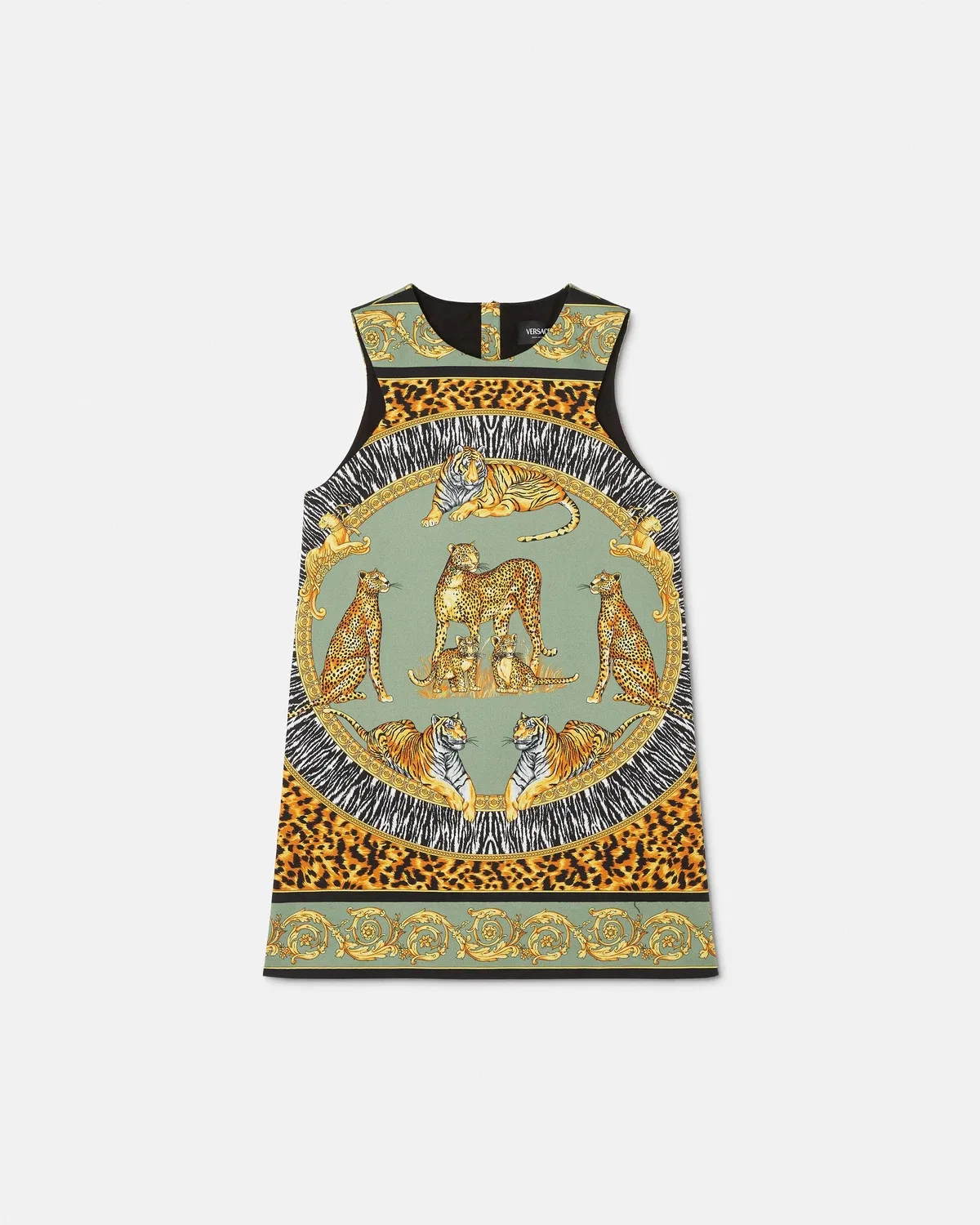 Детское платье из хлопкового габардина с принтом VERSACE, мультиколор