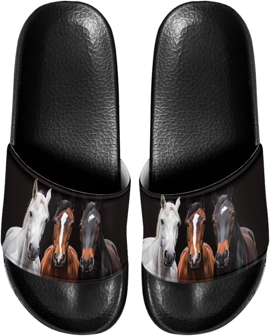 

Мужские шлепанцы для душа Kathyboom, комфортные сандалии с открытым носком, нескользящие, плоские, домашние тапочки, Horse
