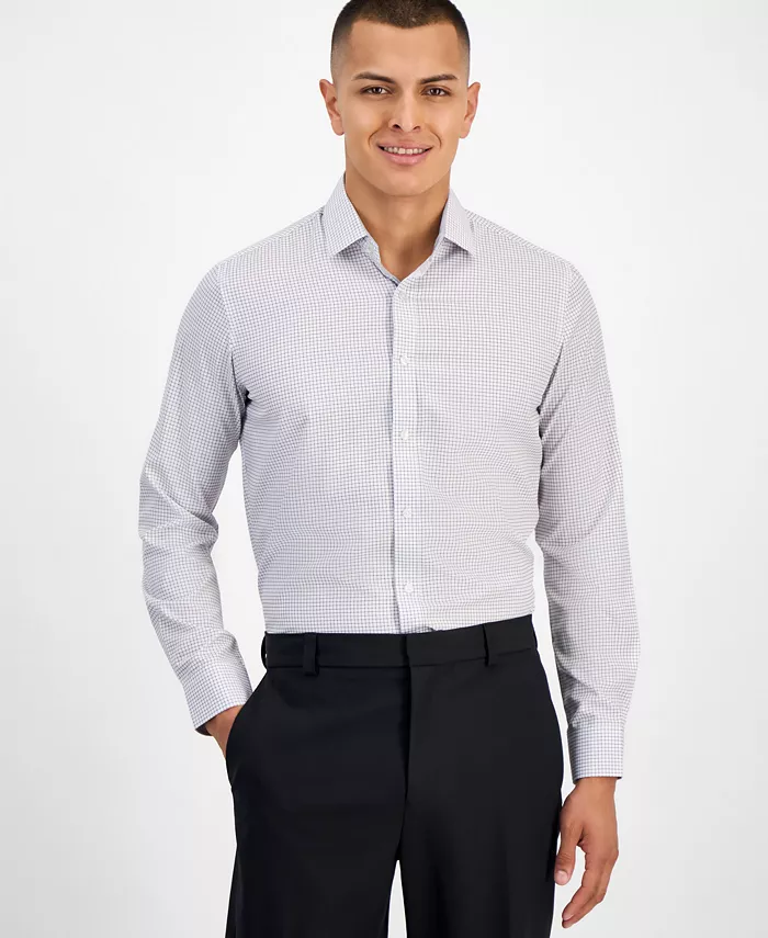 

Мужская облегающая рубашка мини-шотландка с четырехсторонним стретчем Tom Baine, белый