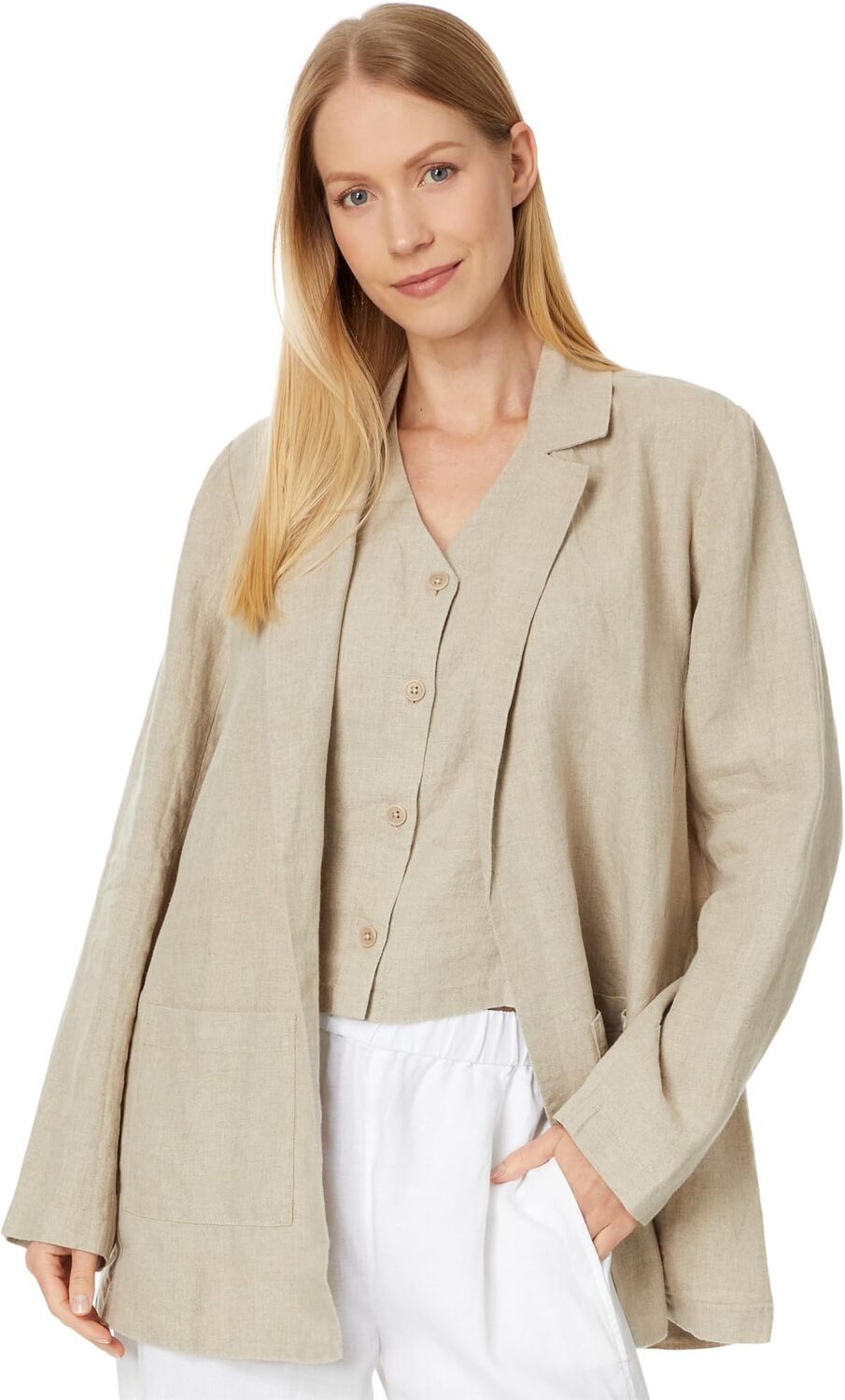 

Блейзер Eileen Fisher Notch Collar Long Blazer, цвет Undyed Natural