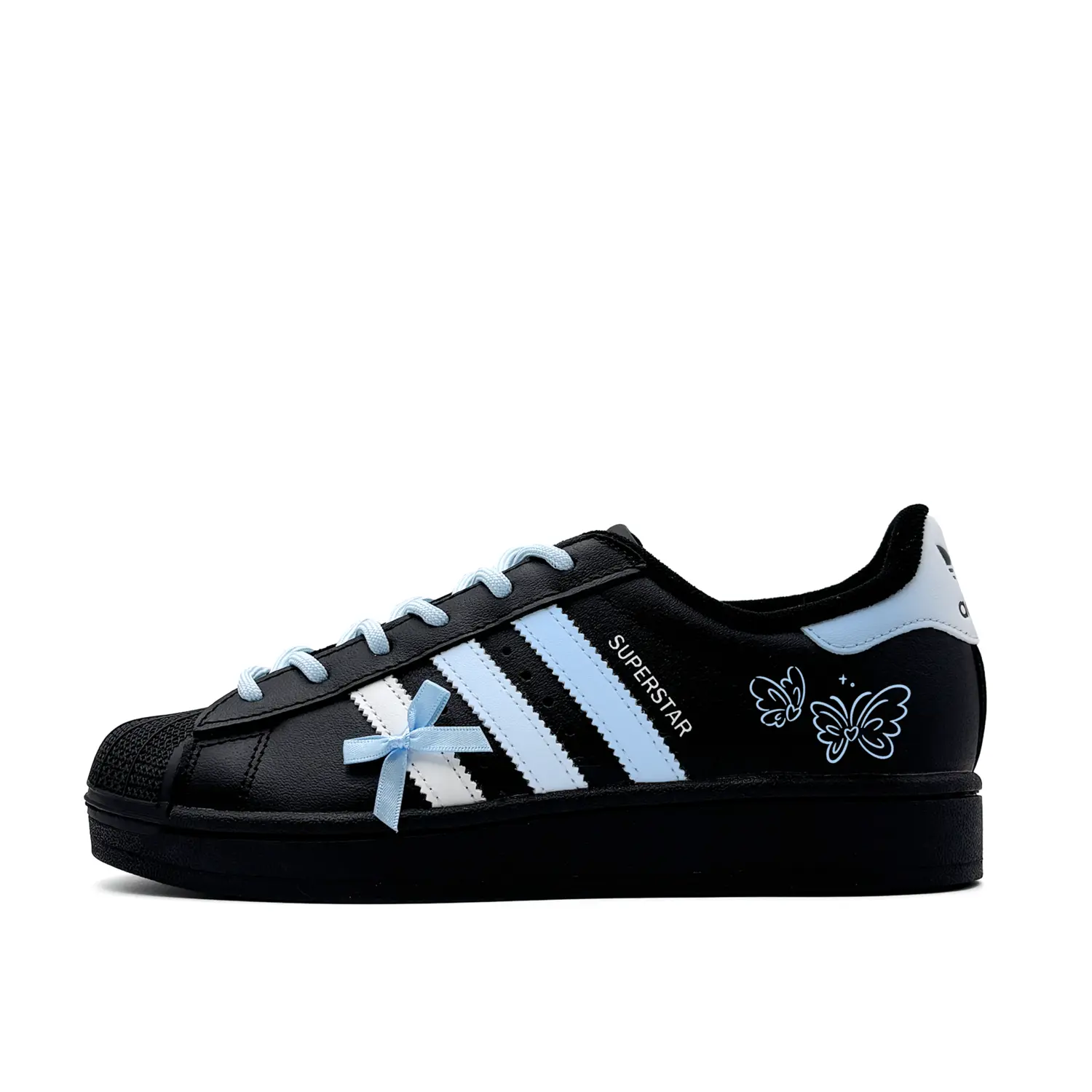 

Superstar 2 Blue Butterfly устойчивые к истиранию низкие детские скейтбординг кроссовки для подростков Adidas Originals, черный/синий