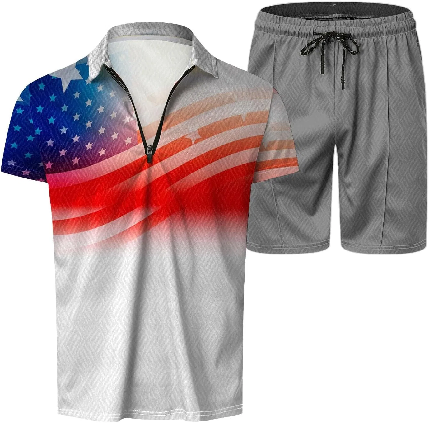 Спортивный костюм из поликоттона, поло с шортами, 03-dark Gray — фото 2