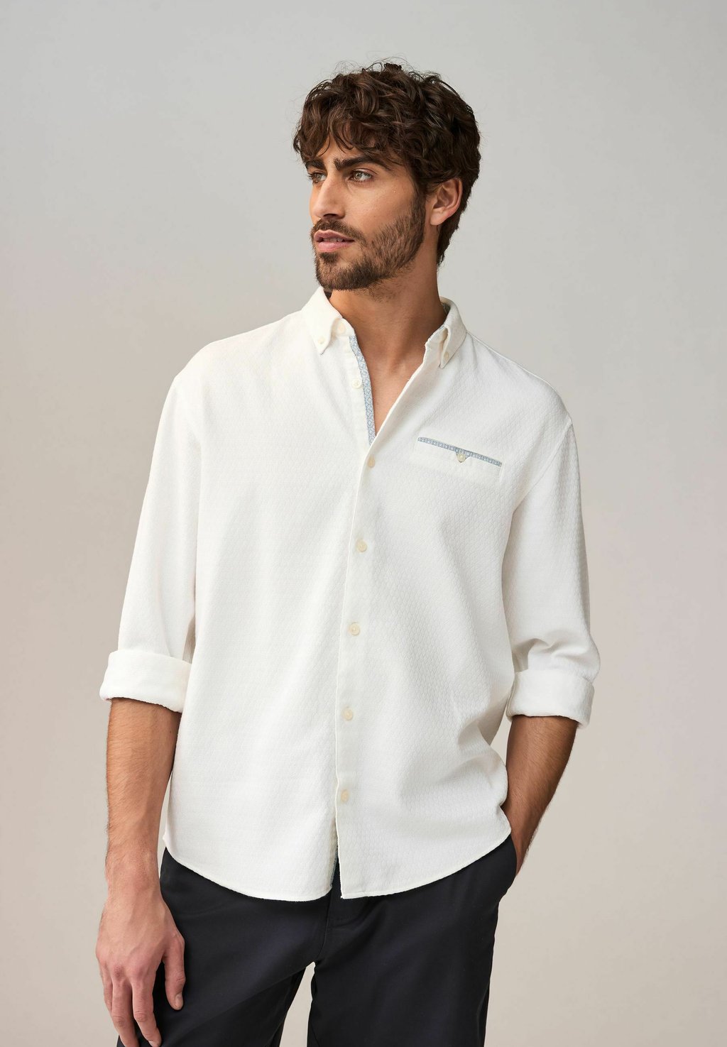 

Рубашка TEXTURED LONG SLEEVE Next, белый
