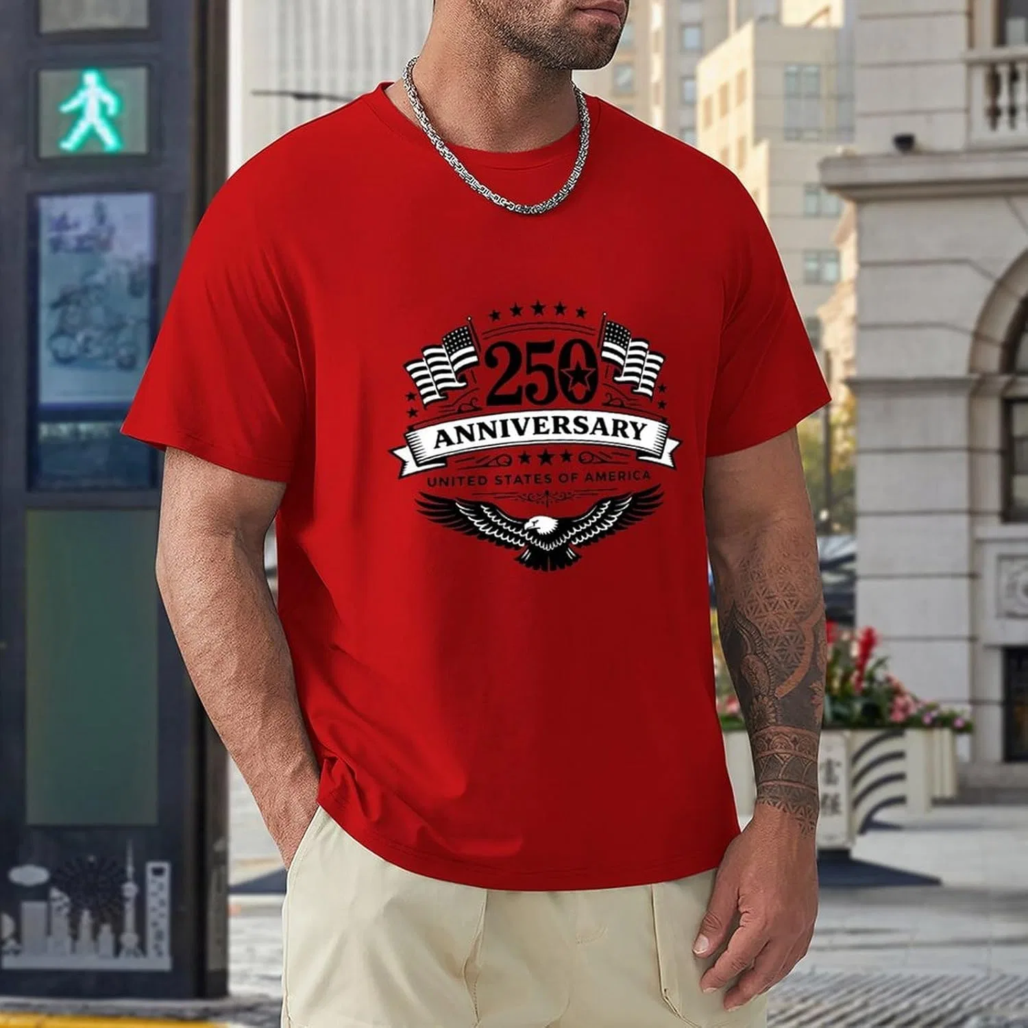 Футболка мужская с принтом America's 250th Anniversary, Red-style-7 — фото 2