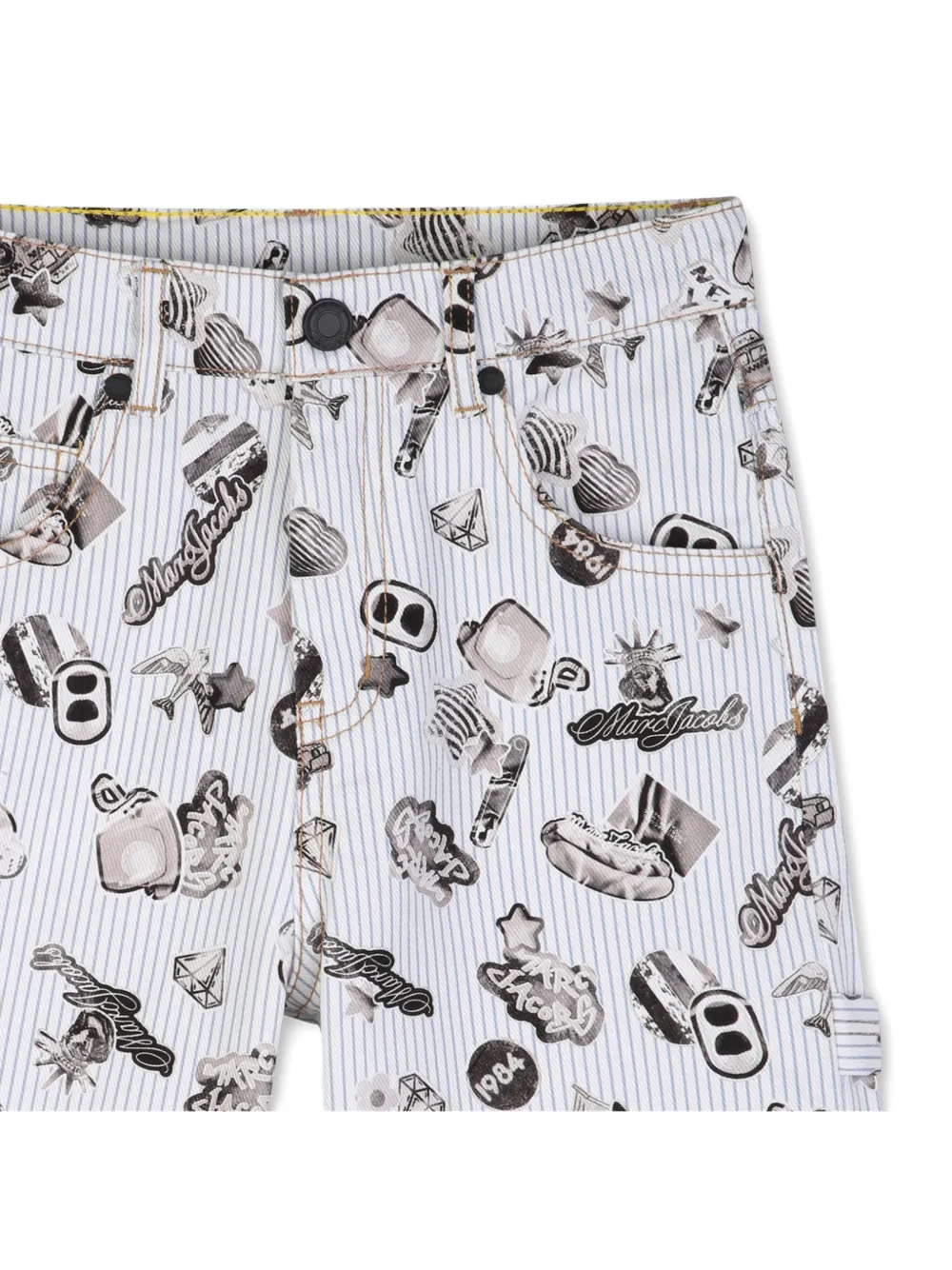 Шорты в полоску с графическим принтом Marc Jacobs Kids, белый — фото 3