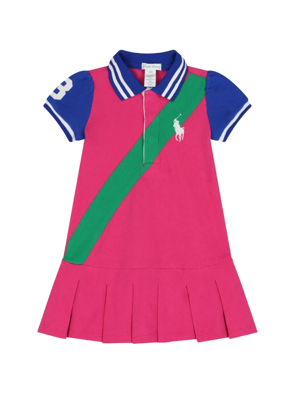 Комплект из двух платьев в полоску с плиссировкой Polo Ralph Lauren Kids, розовый — фото 3
