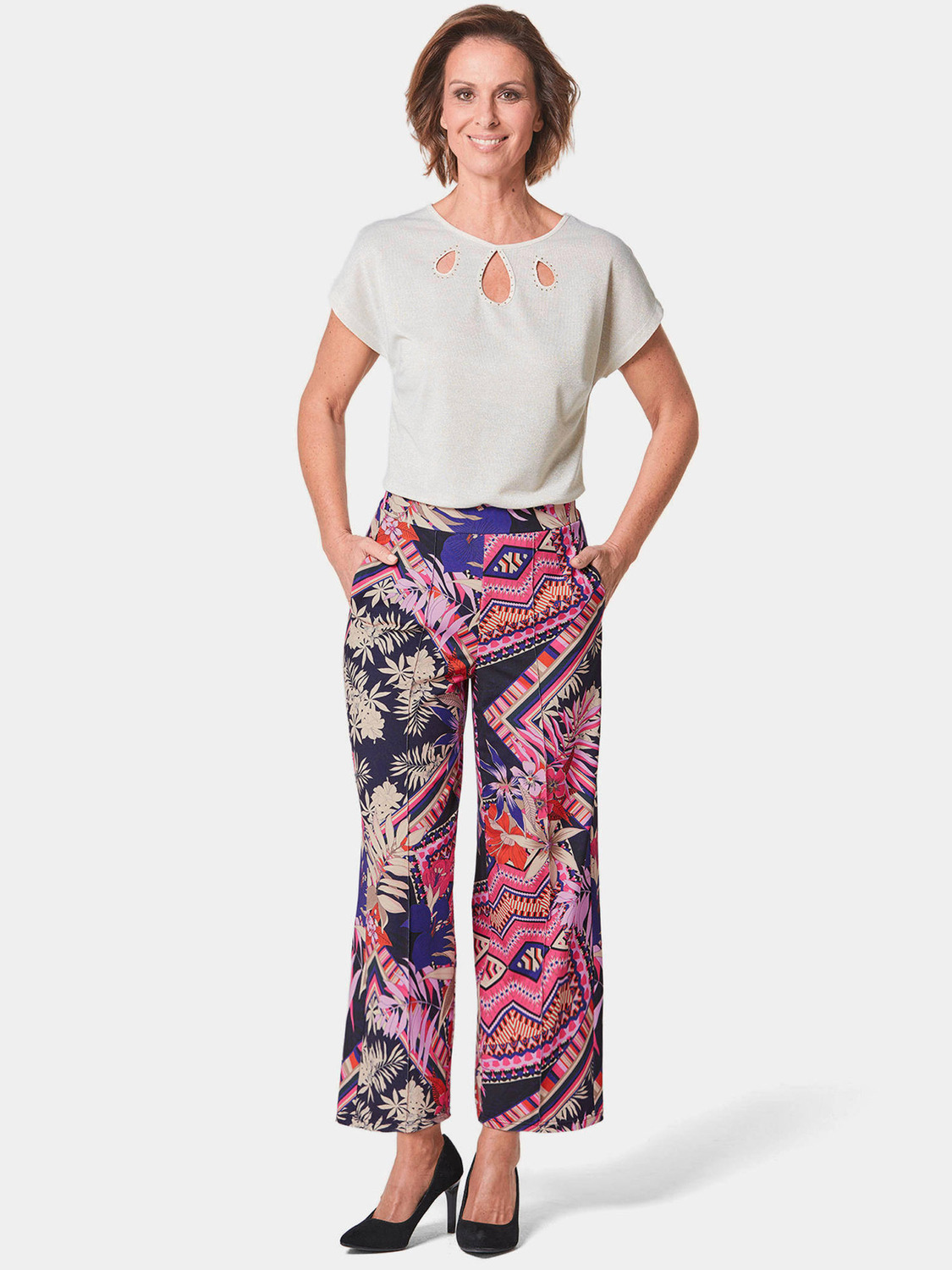 

Тканевые брюки GOLDNER Culotte LOUISA, цвет pink/gemustert