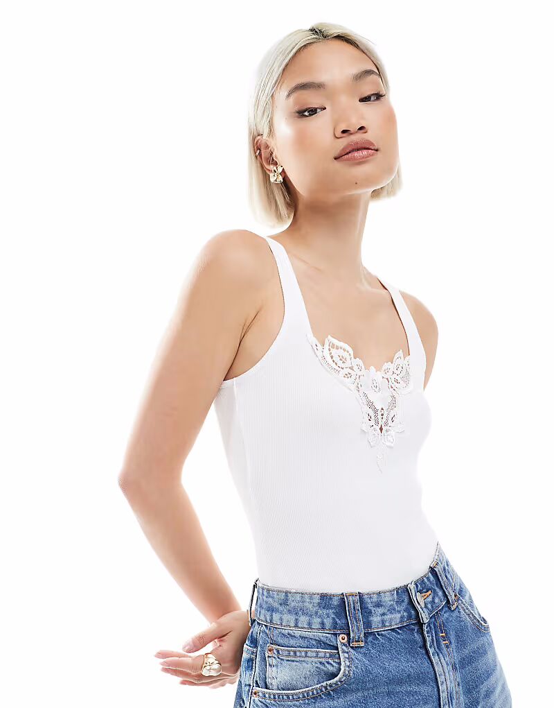 

Боди Miss Selfridge с кружевными вставками белого цвета