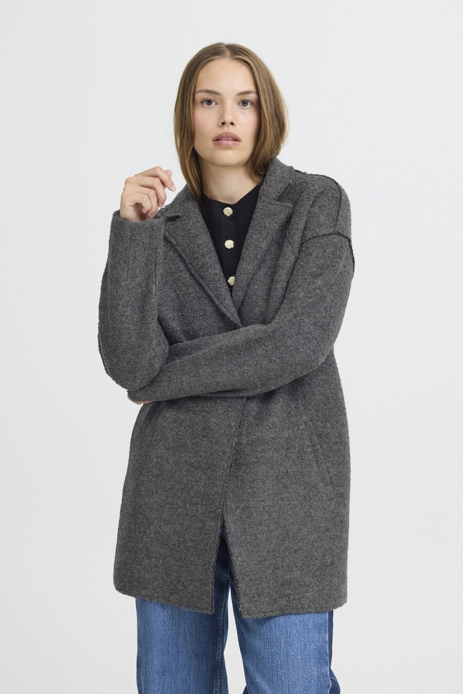 

Пальто межсезонное Pulz PZLULA, темно-серый