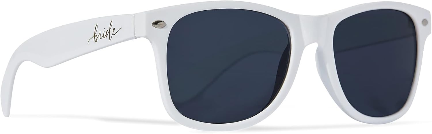 

Стильные поляризованные солнцезащитные очки Funky Junque в стиле ретро — защита от УФ-излучения, классические очки унисекс — для девичника, однотонные, в выгодных комплектах, Bride (White)