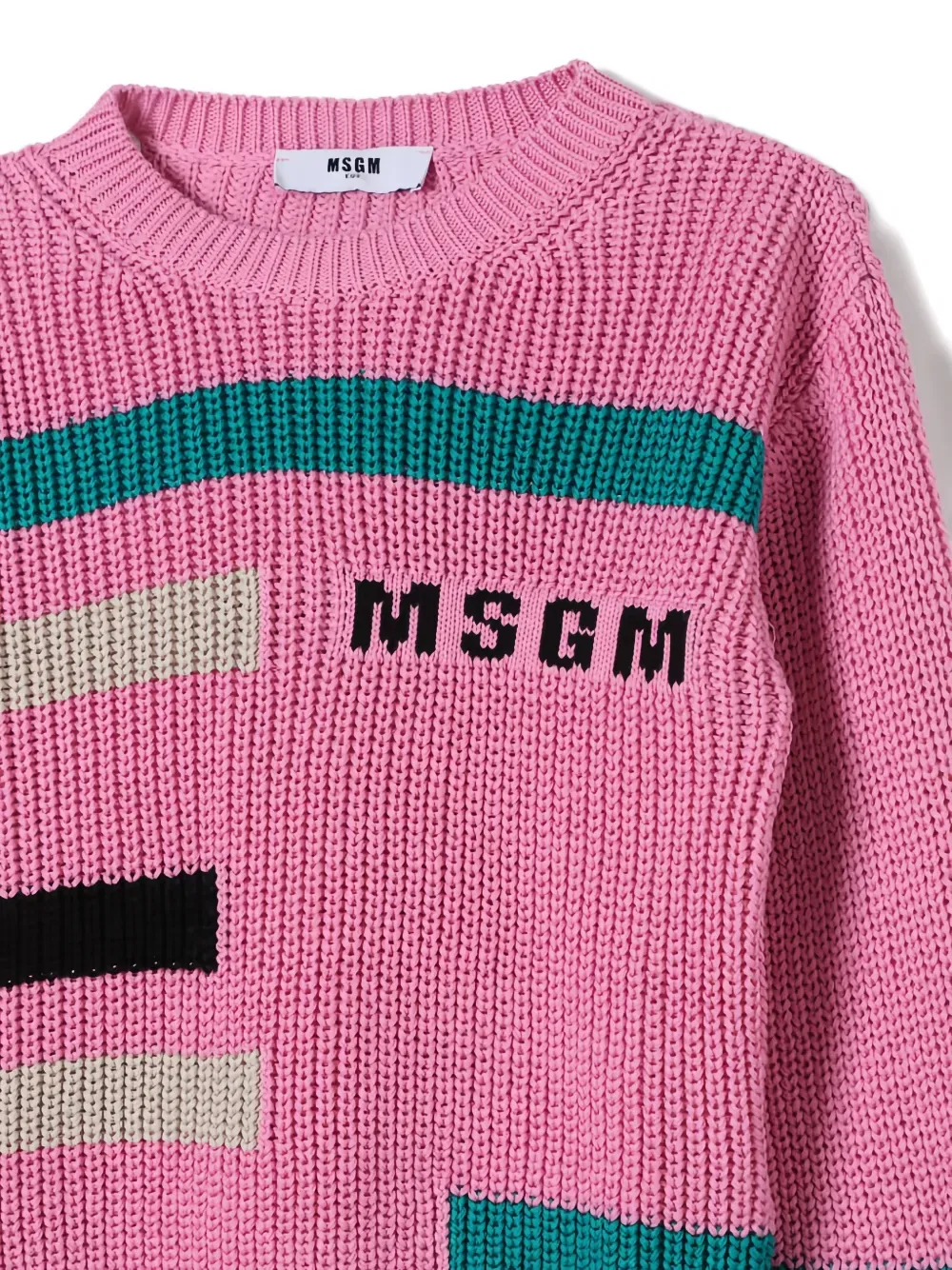 Хлопковый свитер Msgm Kids, розовый — фото 3