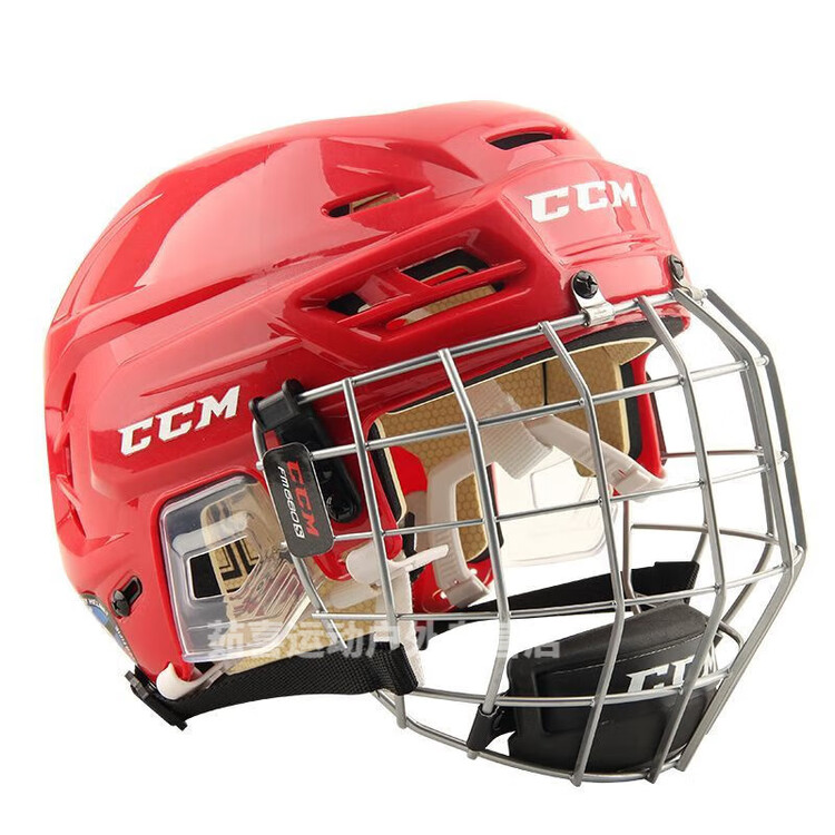 

He Jiagong Хоккейный шлем Ice Hockey, комплект защиты для хоккея на траве и роликах, красный, XL, обхват головы 60-64 см