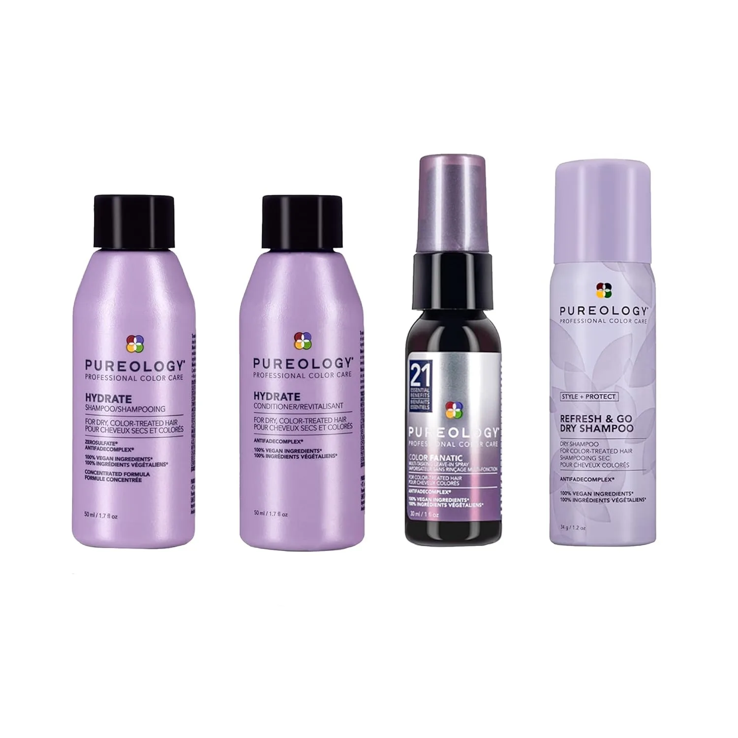 Набор увлажняющих средств Pureology Hydrate дорожного размера | Для сухих и окрашенных волос средней и густой толщины | Без сульфатов | Веганский продукт