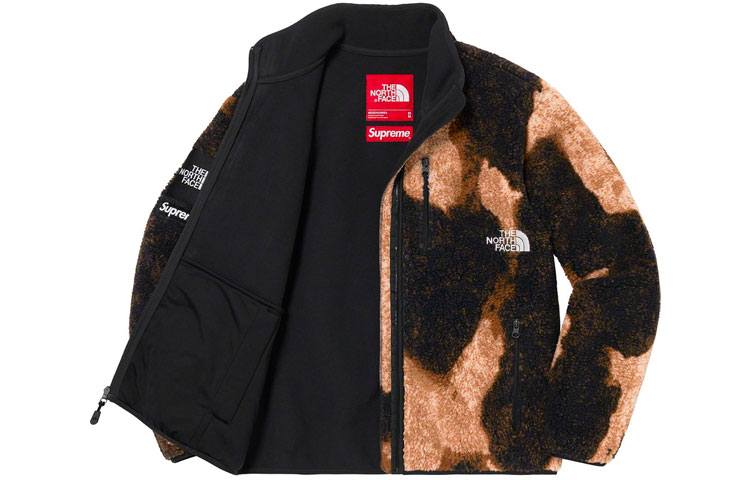 Supreme Куртка-флис The North Face с принтом под выбеленный деним, Black Brown — фото 4