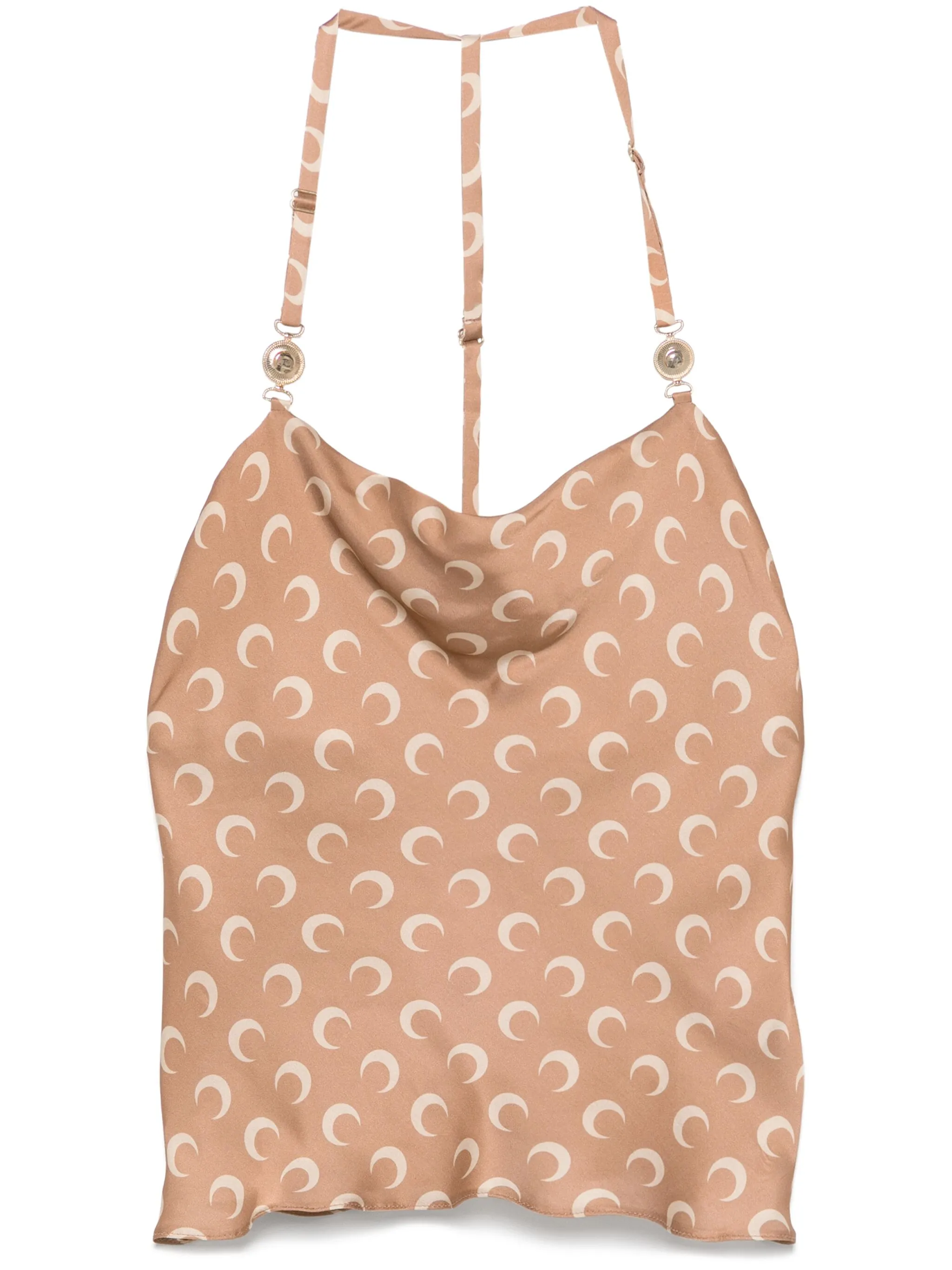 

Атласный топ с принтом Marine Serre, коричневый