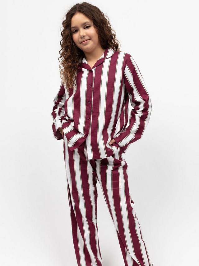 

Детский комплект пижамы Yasmin с принтом в полоску Minijammies, Ox-blood