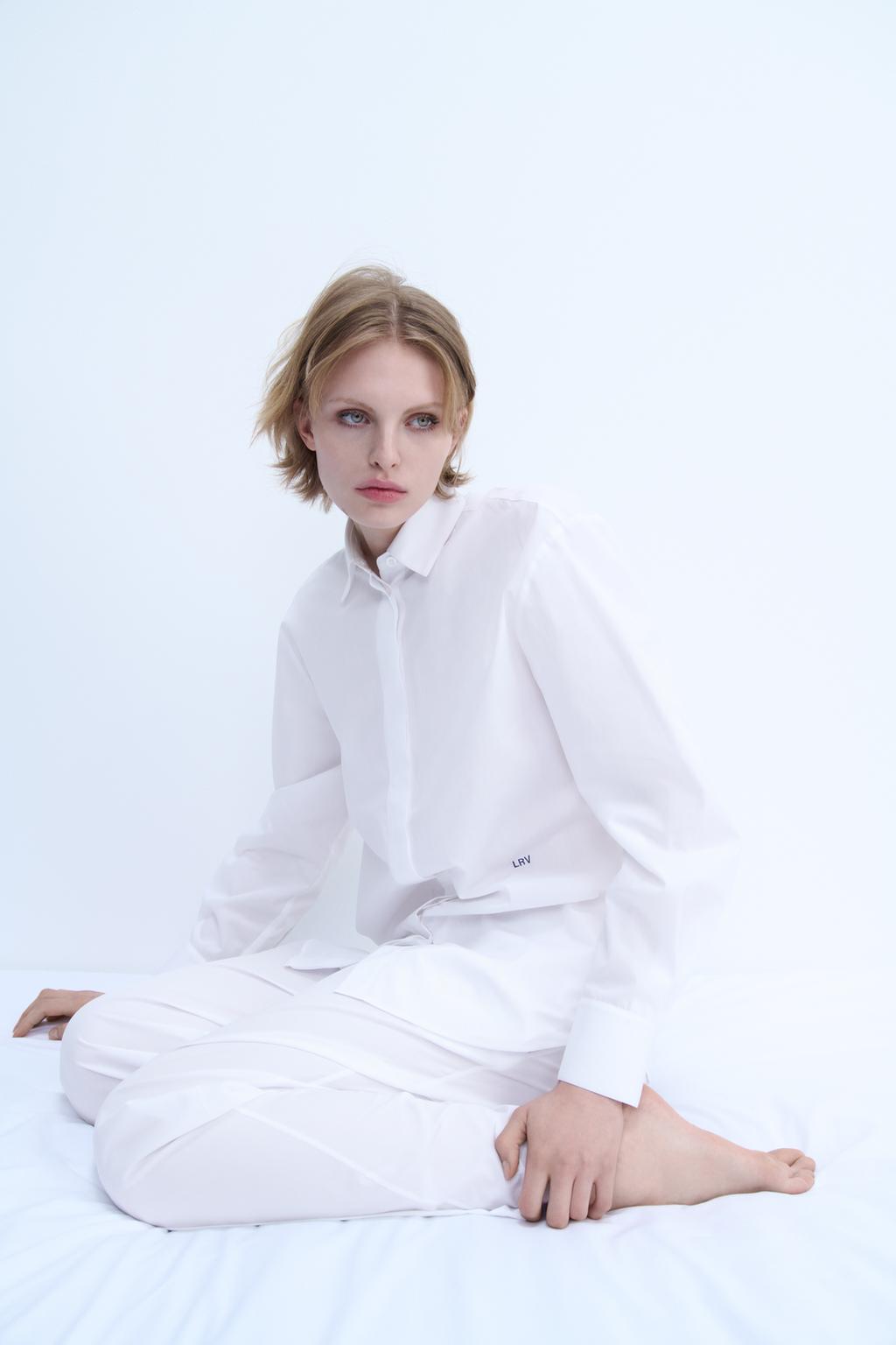

Хлопковая рубашка ZARA, белый