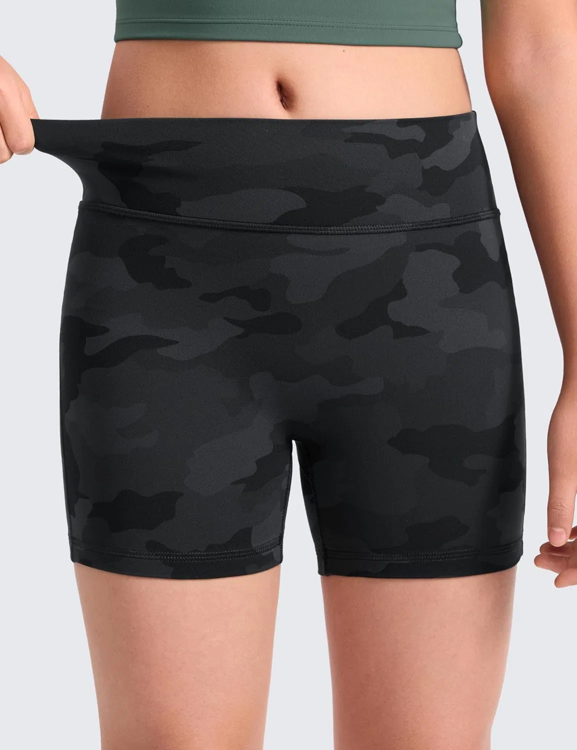 Велосипедки для девочек Butterluxe без переднего шва CRZ YOGA, Dark Grey Camouflage 2 — фото 4