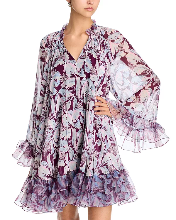 

Мини-Платье с разноцветными тюльпанами Cinq À Sept, фиолетовый