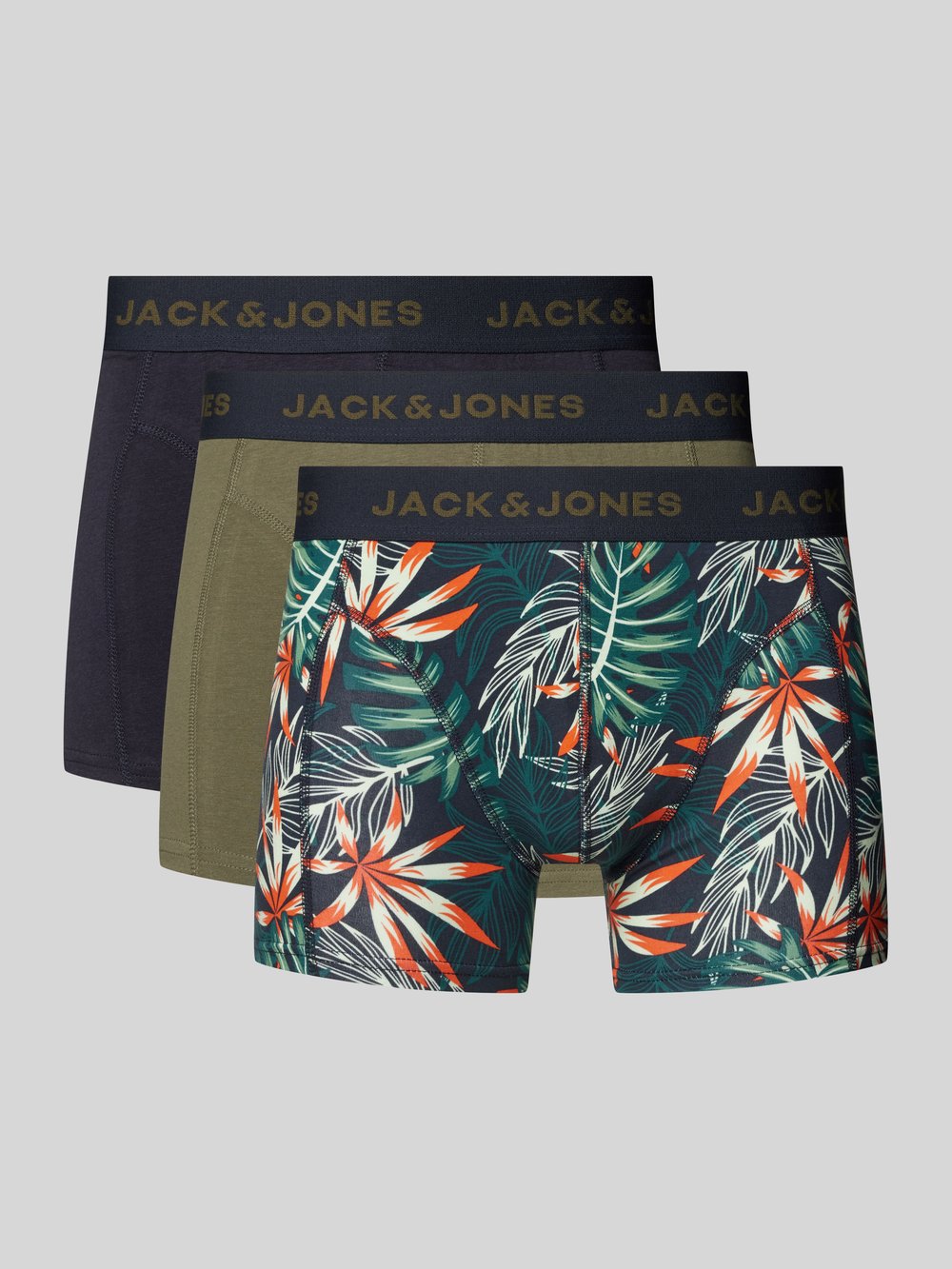 

Трусы с разделительными швами модель 'LOUI' в упаковке 3 шт Jack & Jones, хаки