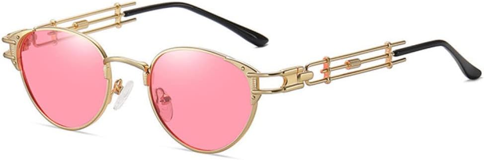 

Ретро металлические овальные поляризованные солнцезащитные очки для женщин и мужчин в стиле стимпанк, солнцезащитные очки с защитой от УФ-излучения UV400 HPIRME, Golden Pink