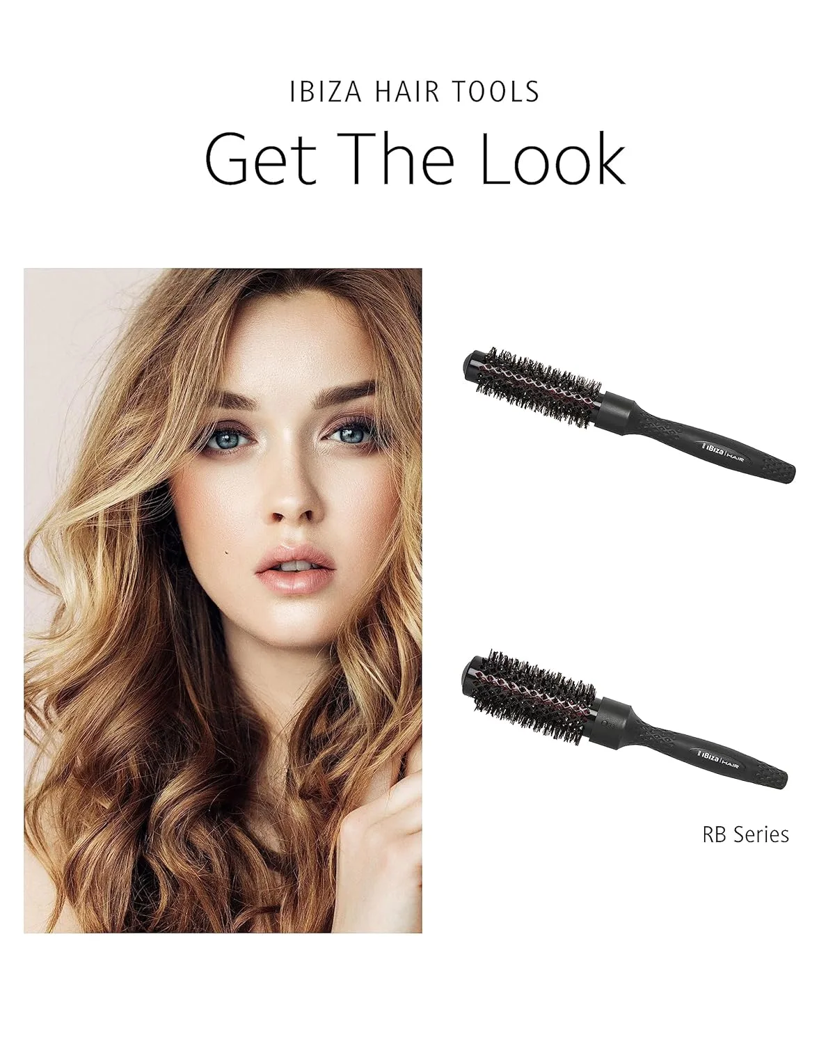 Щетка для волос Ibiza Hair Ceramic Round Brush (RB Series) с щетиной из карбона и нейлона и сердечником из бука для поглощения тепла и защиты волос, добавляет блеск всем типам волос, идеальна для объема и волн RB5 — фото 2