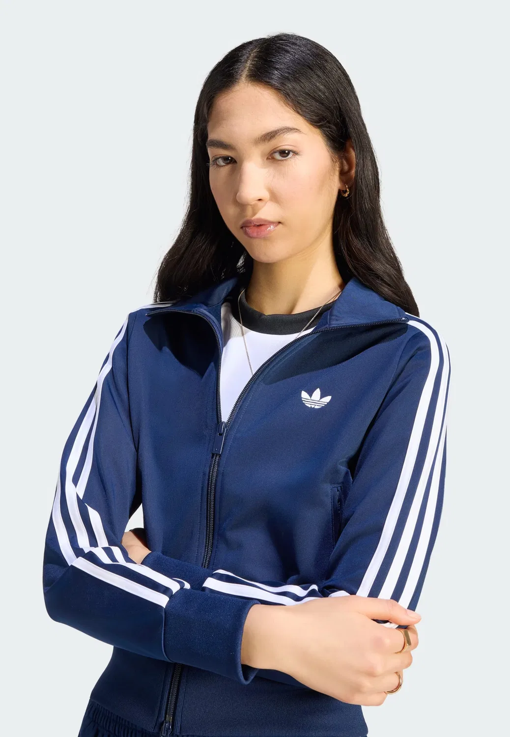 Толстовка на молнии Adidas Originals Firebird Classic темно-синего цвета — фото 4