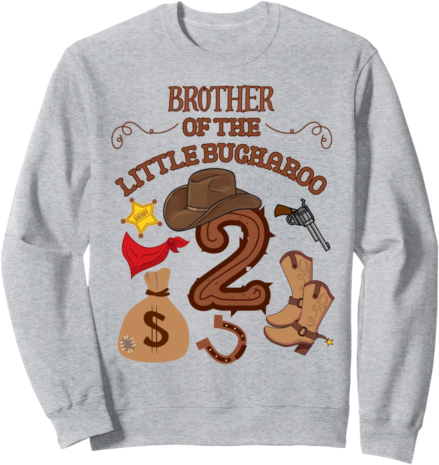

Толстовка Little Buckaroo Brothers Wild West Cowboy на второй день рождения Family Look West Cowboy Theme Decorations Gifts, серый